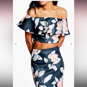 Boohoo Night Skirt with Matching Crop Top Size 8